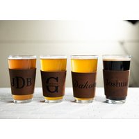 Personalisierte Leder Pint Sleeve Getränke - Und Kaffeehalter The Wynwood Von Links Küste Original von leftcoastweddings