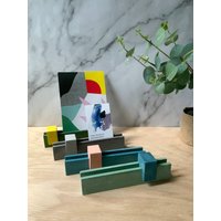 Moderner Foto - Und Visitenkartenständer Aus Beton Handgefertigtes Bürodekor-Set Zur Präsentation Organisation Von Fotos von leftcornerdecor