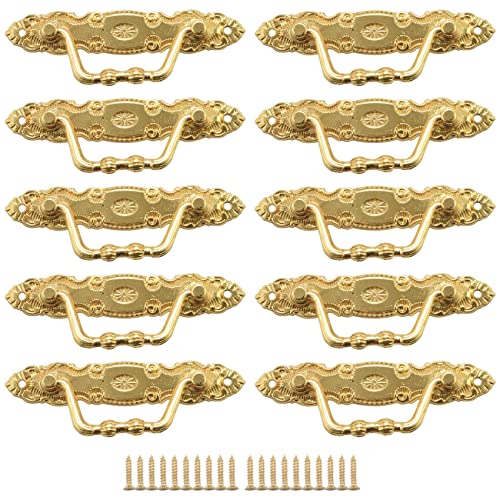 lehua 10 STÜCKE Antike Legierung Schubladen Griffe Goldene SchräNke & Schubladen Griffe für MöBel TüR (Mit Schrauben) von lehua