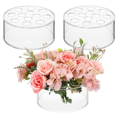 lehua 3 Stück Acryl-Blumen-Mittelstück für Esstischdekorationen, Hochzeit, Runde Blumenvase, 12 Löcher, Mittelstück- von lehua
