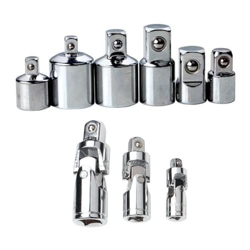 lehua 6-Teiliger Ratschenschlüssel-Steckschlüssel-Konverter-Hülsenkopf-Adapter mit Kardangelenk-Umwandlungsadapter von lehua
