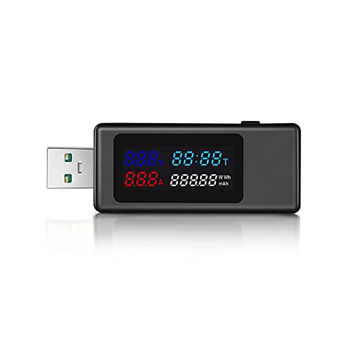 lehua 6 im 1-USB-Tester DC4-30V IPS-Display Digital Voltage Power Timing Capacity Meter Detector für Strom, Spannung, Schwarz von lehua