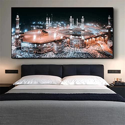 leioo DIY 5D Diamant Malerei Vollbohrer Kit,Mekka Nacht Full Drill Diamant Painting Bilder Bastelset Erwachsene Kreuzstich Diamant Malerei Kits Rhinestone Mosaik Deko Wohnzimmer （50x100cm） von leioo