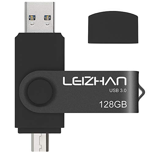 leizhan USB Stick 128GB 3.0 Micro Flash Drive Flash-Laufwerk mit Micro Speicherstic USB-Laufwerk Anschluss Memory Stick für Android Smartphone Computer (128GB,Schwarz) von leizhan