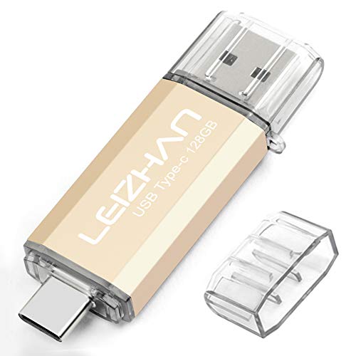 leizhan USB Stick 128GB Type C Memory Stick OTG Speicherstick 2-in-1 Flash Drive USB 3.0 Pen Drive für PC/Laptop/Notebook, und andere USB-C (128GB,Gold) von leizhan