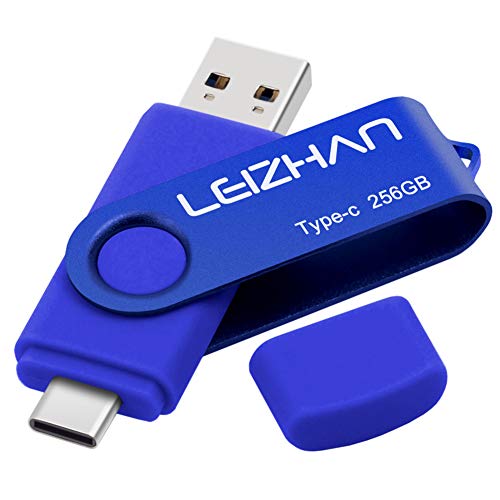 leizhan USB Stick Type C Memory Stick 256GB Flash Drive OTG(On The Go) 2 in 1 USB C Speicherstic for Type-C Smart Phone and MacBook (256GB, Blau) von leizhan