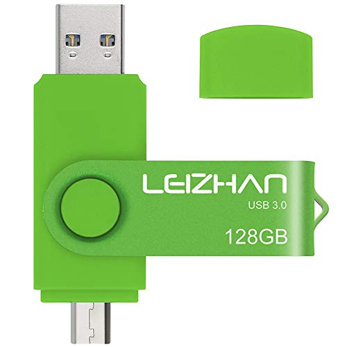 leizhan USB Stick 128GB 3.0 Micro Flash Drive Flash-Laufwerk mit Micro Speicherstic USB-Laufwerk Anschluss Memory Stick für Android Smartphone Computer (128GB,Grün) von leizhan