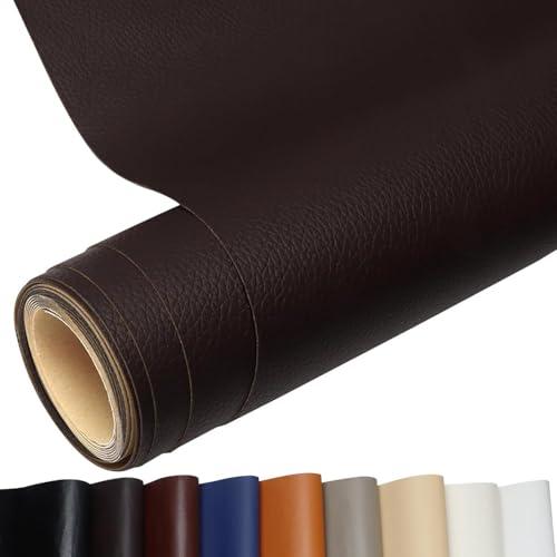 Kunstleder Selbstklebend, Leder Patch Selbstklebend, 60 * 300cm Leder Reparatur Patch PU Lederreparaturband für Sofas, Handtaschen, Jacken, Autositze, Möbel (Tiefe Kaffeefarbe) von lelewangluo