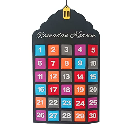 Ramadan Kalender Filz Eid Mubarak Hängen Countdown Kalender 2023 Ramadan Adventskalender Mit Taschen Für Kinder, Eid Geschenke Ramadan Dekorationen Partyzubehör von lembrd