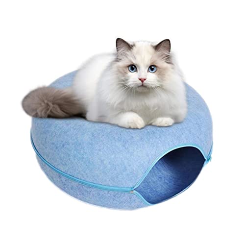 Rundes Tunnelbett Für Katzen Abnehmbarer Katzen Donut Tunnel Anti-Scratch Filz Katzen Tunnelbett Neuartiges Donut Katzenhaus Katzentunnel Katzenspielzeug Für Kleine Haustiere,Kaninchen, Kätzchen,Hunde von lembrd