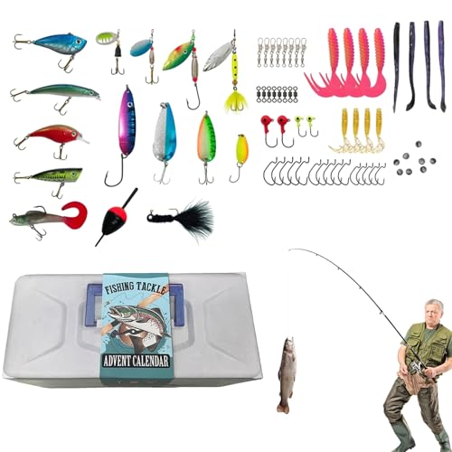 lembrd Adventskalender Angel 2023 Fishing Advent Calendar Männer Angel Weihnachtskalender Deluxe Raubfisch Angler Adventskalender Angelkalender Mit Angeln Köder & Angelzubehör von lembrd