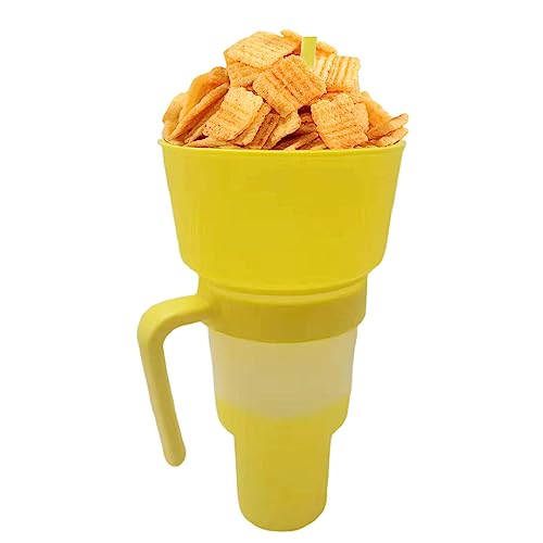 lembrd Becher Mit Strohhalm Und Schüssel, 2 In 1 Snack Und Getränkebecher Mit Strohhalm, Snack And Drink Cup, Auslaufsicherer Popcorn Cup Snackbecher Für Erwachsene, Kinder von lembrd