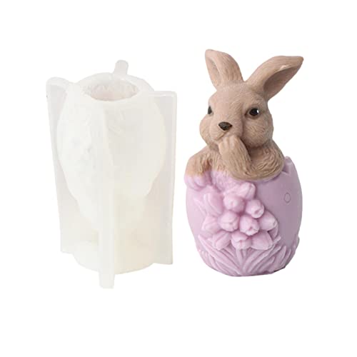 lembrd Ostern Kaninchen Silikonform 3D Osterhase Kerzenformen DIY Ostern Seifenform Silikon Backform Hase Mousse Kuchenform Für Tortendeko, Schokolade, Seife, Sojawachs Kerzen, Ostergeschenke von lembrd