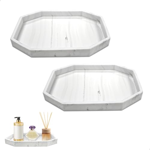2 Stück Schmuckablage, Silikon Tablett Klein Badezimmertablett mit Schmuckschale Deko Schminktisch Tablett Weiß für Kerzen, Seife, Kosmetik, Schmuckm, Pflanze, Köln von lemgyiamz