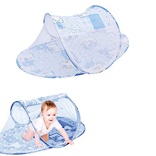 Krippe Faltbares Moskitonetz Baby Reisezelt - Faltbare Baby-Krippe Tragbares Selbsttragendes ReißVerschluss Babyreisebett Krippen-Moskitonetz Mit Geeignet Familien- Outdoor-Reisen Blau 108*60*38cm von lemgyiamz