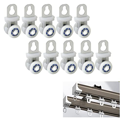 Vorhang Track Roller Vorhangschiene Aluminium - Vorhangschienen Gleiten Gardinenschiene Metall Zwei RäDern Drapery-Schiene Richtungsrolle GeräUschlose Umlenkrolle Gardinen Schiebevorhang 10 StüCke von lemgyiamz