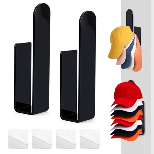 lemgyiamz Cap Halterung Wand, Selbstklebende Kappenhalter, MüTzen Aufbewahrung zur Aufbewahrung Von Kappen, Mehrzweck Basecap Halterung Wand für Baseball Kappe Schals Taschen 2 StüCk von lemgyiamz