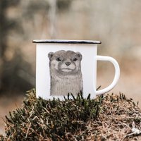 Emaille Tasse | Otter Fiete von lenalineDesign