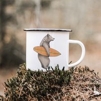 Emaille Tasse | Surferbär Bruno Farbig von lenalineDesign