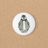 Magnetbutton | Kühlschrankmagnet 55 Mm Pinguin Fabi Cordhemd von lenalineDesign