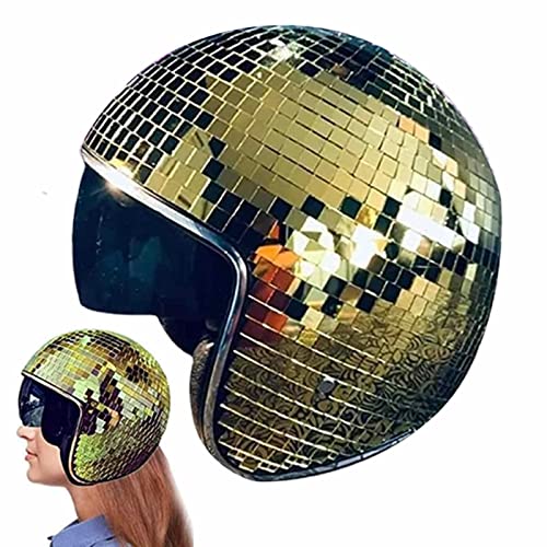 lencyotool 2022 Disco Ball Helme | Disco-Kugel-mit einziehbarem Visier - Glitter Mirror Glass Disco Helme, atemberaubende Disco Ball Helme für DJ Club Stage Bar Party Dance von lencyotool