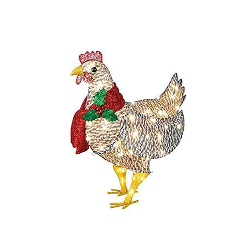 lencyotool Leucht Huhn Mit Schal Beleuchtetes Huhn Deko Weihnachtsschmuck Personalisierte Outdoor-Kunstdekorationen Für Den Garten Terrassen Rasen von lencyotool