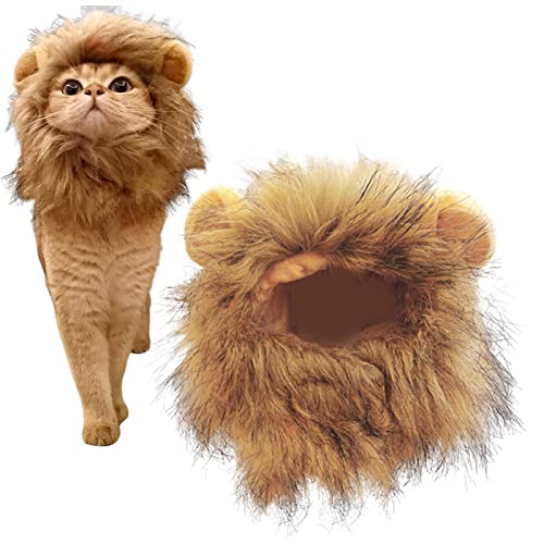 lencyotool Löwenmähne für Katze | Kätzchen-Bräuche für Halloween - Haustier-Katzen-Kostüme für Halloween, Weihnachten, pelziges Haustier-Bekleidungszubehör von lencyotool