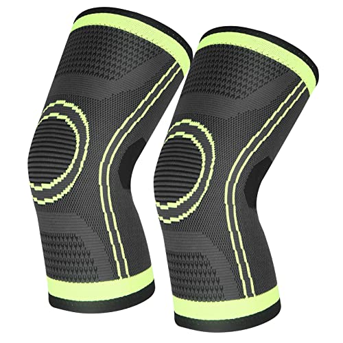 Kniestütze 2 Stück Kompression Kniebandage für Männer Damen Rutschfeste Atmungsaktiv Knieorthese für Arthritis, Meniskusriss, ACL, Tendonitis, Laufen, Kniebeugen, Sport (Grün, XXL) von lenpestia