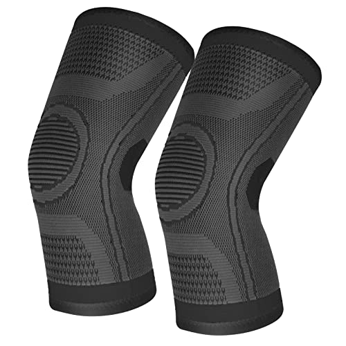 Kniestütze 2 Stück Kompression Kniebandage für Männer Damen Rutschfeste Atmungsaktiv Knieorthese für Arthritis, Meniskusriss, ACL, Tendonitis, Laufen, Kniebeugen, Sport (Schwarz, XL) von lenpestia