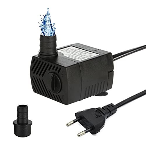 Mini Wasserpumpe Aquariumpumpe 400L/H 5W Tauchpumpe Klein Springbrunnenpumpe Fontänenpumpe mit 1.35m Netzkabel für Aquarium Teich Garten und Hydroponiksystem AC220-240V von lenpestia