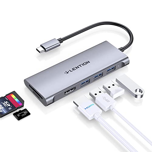 LENTION USB C Hub mit 4K HDMI, USB 3.0, SD&TF Kartenleser, für 2024-2016 MacBook Pro/Air 13/14/15/16, Surface, Chrombook, Laptop, Universal Multiport USB-C Adapter Thunderbolt 3/4 von LENTION