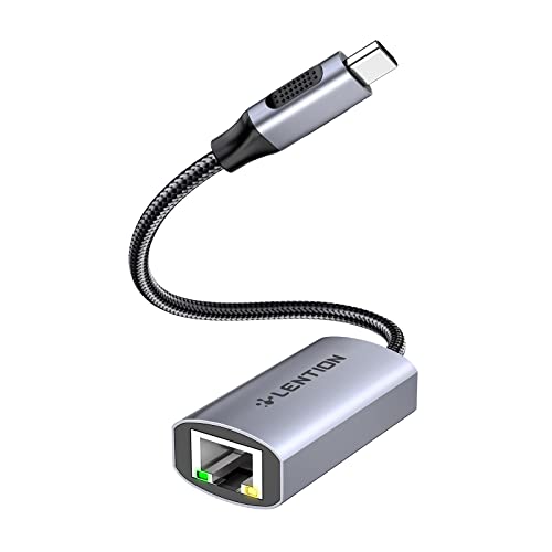 LENTION USB C auf Gigabit Ethernet Adapter, 1000M RJ45 LAN Netzwerkadapter Kompatibel mit 2020-2016 MacBook Pro 13/15/16, Neues iPad Pro/Mac Air/Surface, Chromebook, Mehr (Space Grau) von LENTION