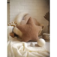 Braunes Sternkissen Teddy Sherpa Boucle Kamel Schaf von leptitpapillon