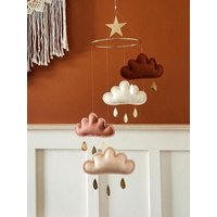 Terrakotta Baby Mobile, Wolke Handy, Neutral Neutral Geschenk, Boho Mobile von leptitpapillon