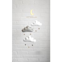 Weiße Und Graue Wolke Mobile, Neutrales Baby Geschenk, Geschenk - Decke Mobile-Baby Mobile- Monochrome Mobile- Kinderbett Mobile von leptitpapillon