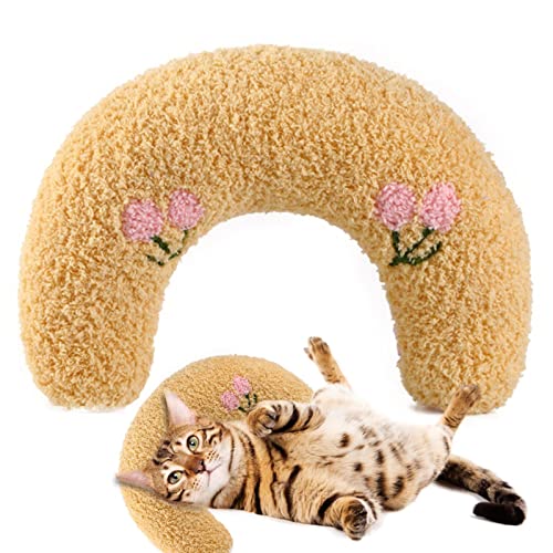 Leryveo Kleines Kissen für Katzen - Fashion Neck Protector Deep Sleep Puppy U-förmiges Kissen,Deep Sleep U-förmiges begleitendes kleines Kissen, schützt die Halswirbelsäule des Haustieres von leryveo