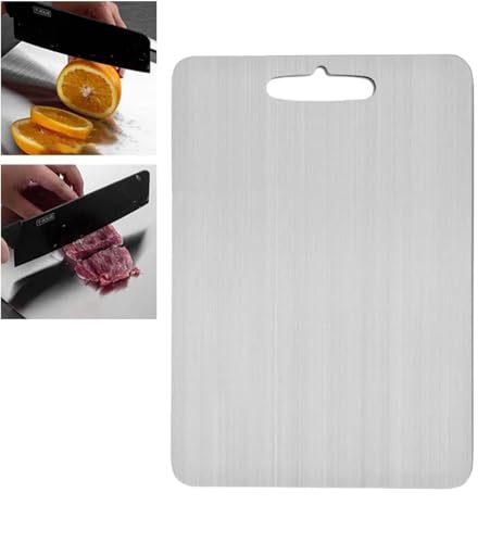 Titan Schneidebrett | 30x46cm Titanium Cutting Board Set | Mehrzweck Doppelseitiges Schneidebrett aus Titan und Edelstahl für Küche von leryveo
