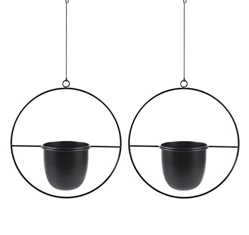 lesolar Hängende Pflanzgefäße,2 Stück Metall Hängend Blumenampel Schwarz Hängender Blumentopf für Pflanzen, minimalistischer Blumentopf für Innen- und Außenbereich, Deko für Zuhause, Büro von lesolar