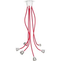 less'n'more Athene LED Pendel- / Deckenleuchte, 6-flg. Flexwellen: Textil rot von less'n'more