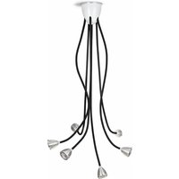 less'n'more Athene LED Pendel- / Deckenleuchte, 6-flg. Flexwellen: Textil schwarz von less'n'more