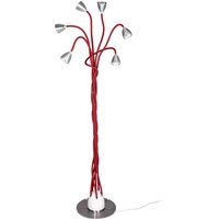 less'n'more Athene LED Stehleuchte, 6-flg. Flexwellen: Textil rot von less'n'more