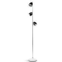 less'n'more Ylux LED Stehleuchte, 3-flg. Köpfe: schwarz glänzend, Fuß: Beton weiß von less'n'more