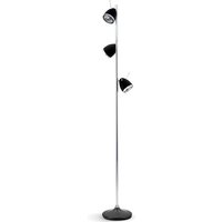 less'n'more Ylux LED Stehleuchte, 3-flg. Köpfe: schwarz matt, Fuß: Beton grau von less'n'more