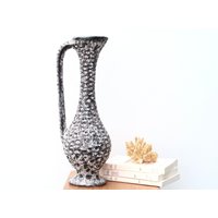 Großes Fat Lava Keramikgefäß, 70Er Jahre/Vase, Krug, Vintage, Vallauris, Grau, Schwarz von lestrictmaximum