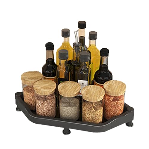 lesulety Eckregal Küche Gewürz Organizer Eckregal Schwarz Gewürzregal Stehend Regal Küche Arbeitsplatte Küchenregal Klein Regal Arbeitsplatte Küche Gewürzregal Schwarz,1 von lesulety