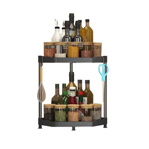 lesulety Eckregal Küche Gewürz Organizer Eckregal Schwarz Gewürzregal Stehend Regal Küche Arbeitsplatte Küchenregal Klein Regal Arbeitsplatte Küche Gewürzregal Schwarz,2 von lesulety