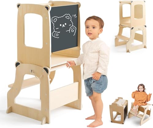 let's make Anti-Kipp Lernturm ab 1 Jahr Klappbar 4 in 1 Abnehmbarer Montessori Lernturm Tritthocker mit Tafel Für Kinder, für Küche Tisch Bad let's make Anti-Kipp Lernturm ab 1 Jahr Klappbar 4 in 1 Abnehmbarer Montessori Lernturm Tritthocker mit Tafel Für Kinder, für Küche Tisch Bad von let's make