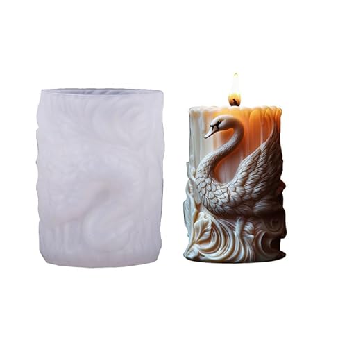 Silikonform mit Schwanen-Zylinderkerze, Tiersäulensäule, Kunstharz, Gießform für selbstgemachte Kerzen, Seife, Aromatherapie und Heimdekoration von letsgetfun