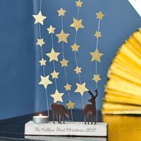 Bemalter Teelichthalter Aus Holz Mit Sternen - Weihnachtsgeschenk von DepartmentOfGifting