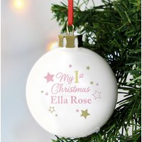 Personalisierte Baby Meine Erste Weihnachtskugel-Erstes Weihnachten-Personalisiert-Neues Baby-Frohe Feiertage Kugel-Personalisierte Gold & Blaue von DepartmentOfGifting
